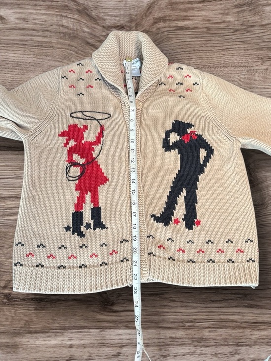 RARE Vintage Pendleton Knit Cardigan Cowgirl Cowboy Beige Red Black Western sz L - Picture 5 of 8